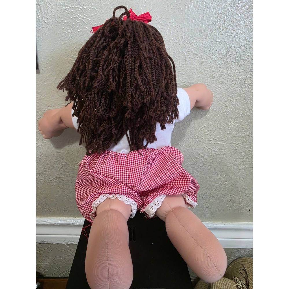 Vintage 1982 Cabbage Patch Kids Coleco Doll Brown Yarn Hair Spain Shirt Gingham - Picture 4 of 11